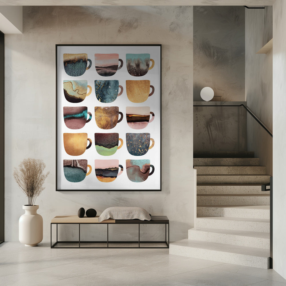 Aardse koffiekopjes | Poster