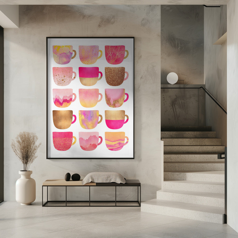Mooie roze koffiekopjes | Poster