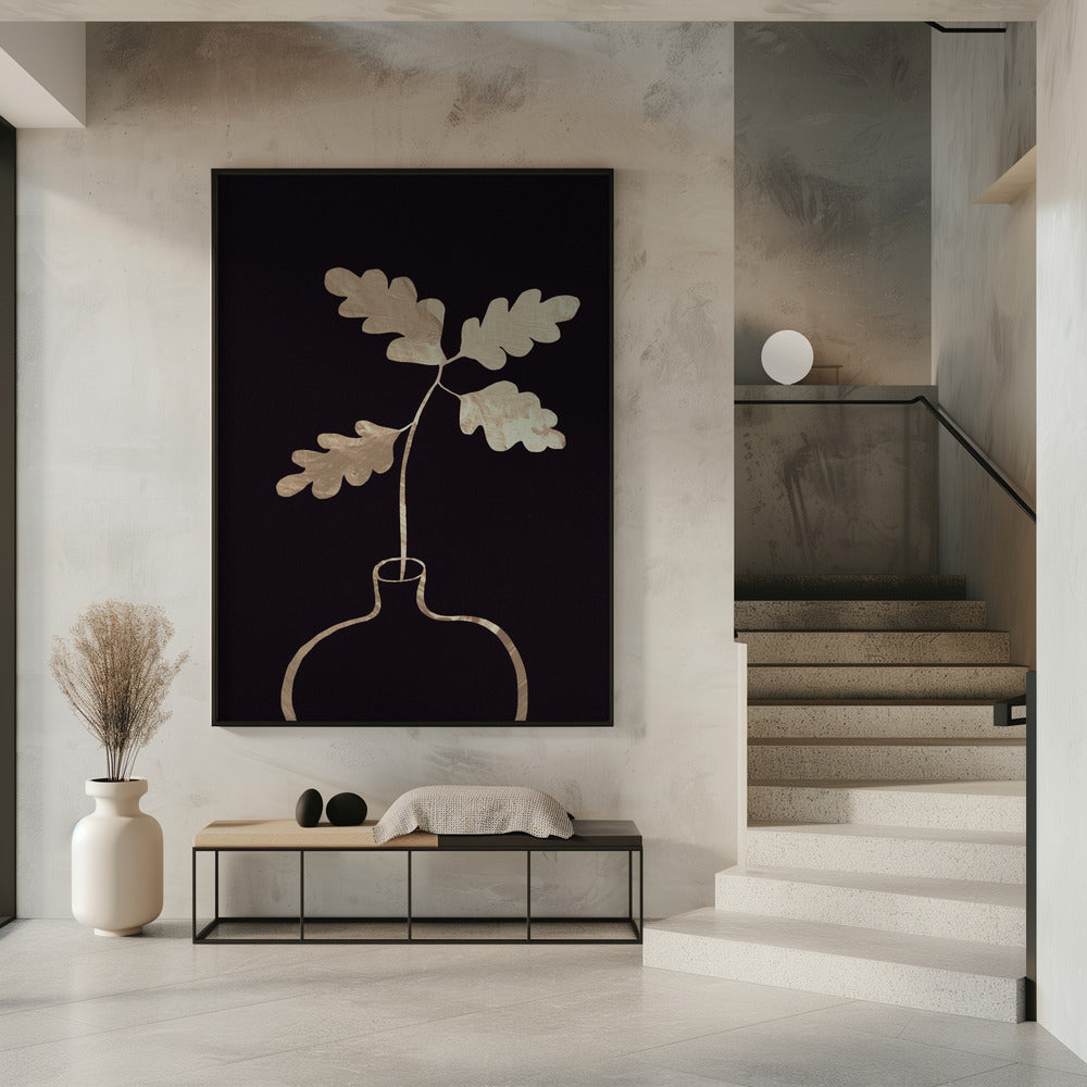 Bladeren in vaas_goud | Poster