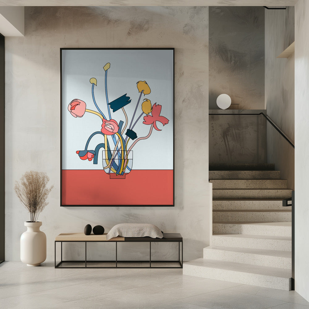 Bloemen in een glazen vaas | Poster