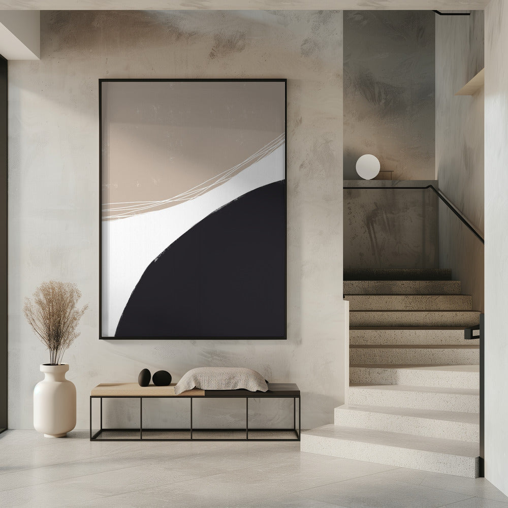 Beige And Black Organic Shapes | Poster