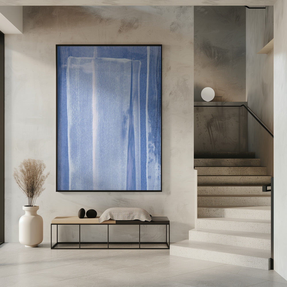 Blauw met verticale penseelstreken | Poster