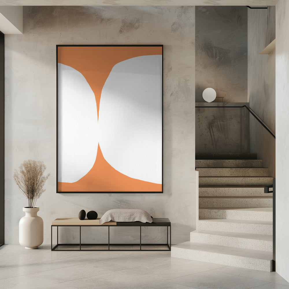 Geometrische witte vormen op een oranje achtergrond | Poster