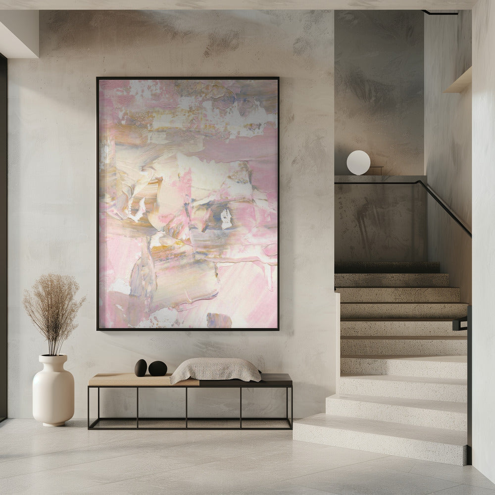 Zachte gedempte roze penseelstreken | Poster