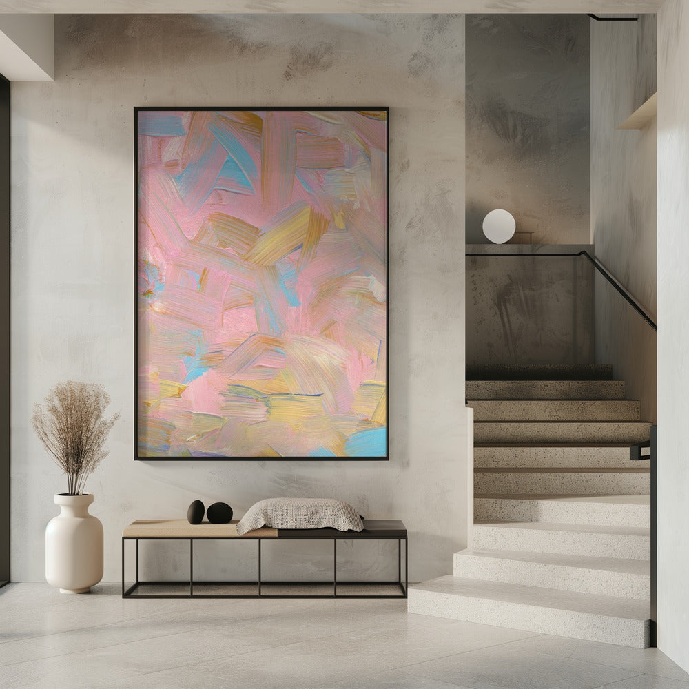 Levendige penseelstreken in pasteltinten | Poster
