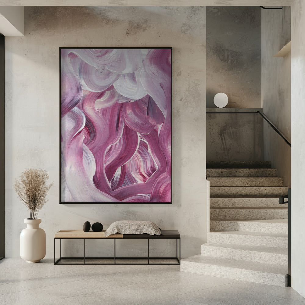 Expressieve roze en witte penseelstreken | Poster