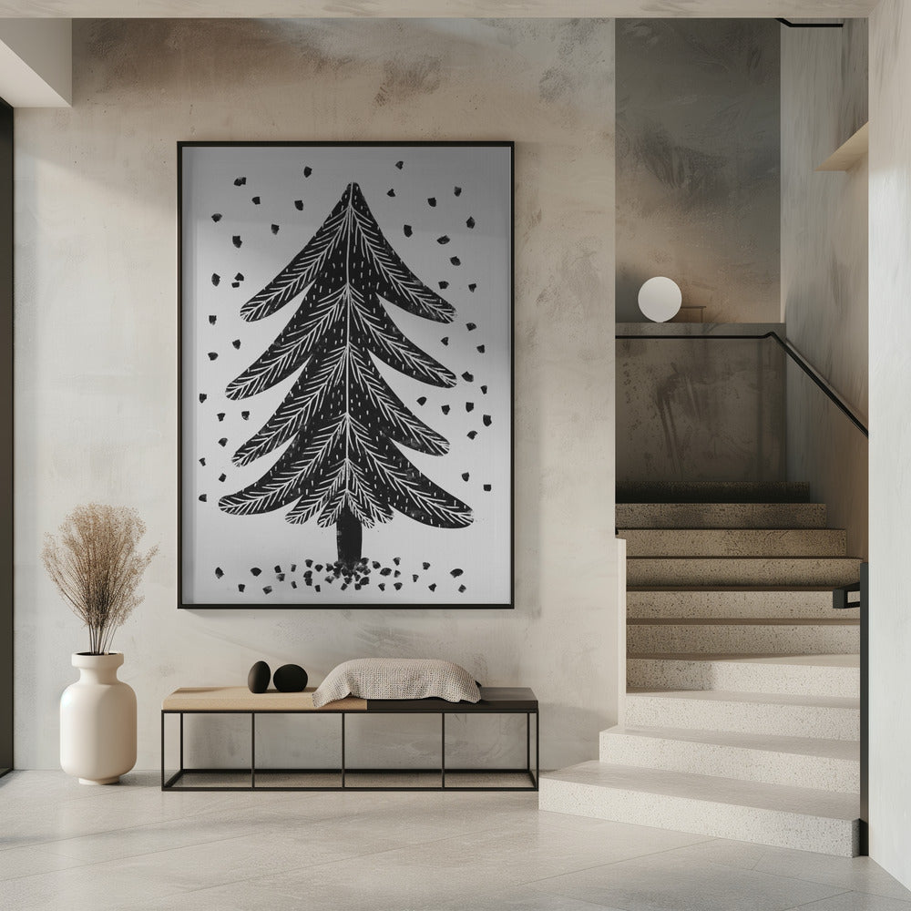 Monochroom Pinefall | Poster