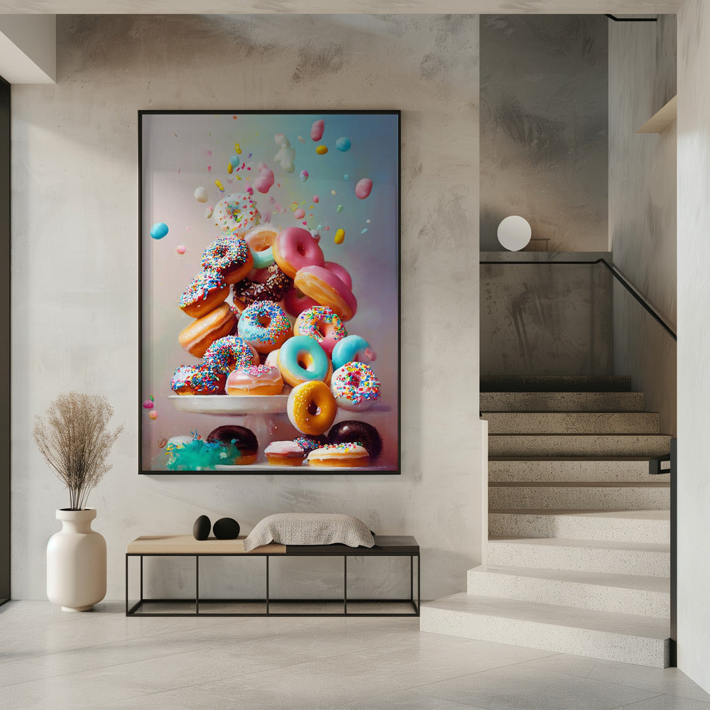 Kleurrijke donutcascade | Poster