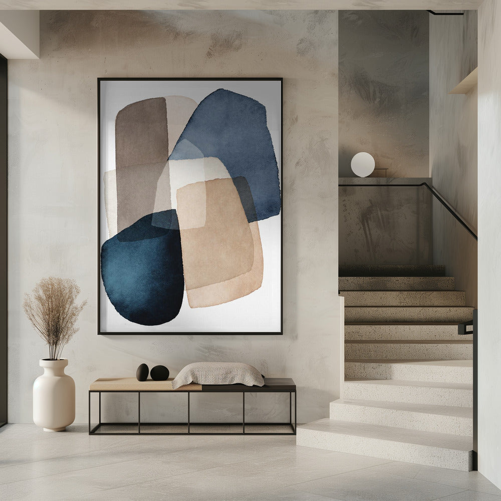Blauwbruine blokken | Poster