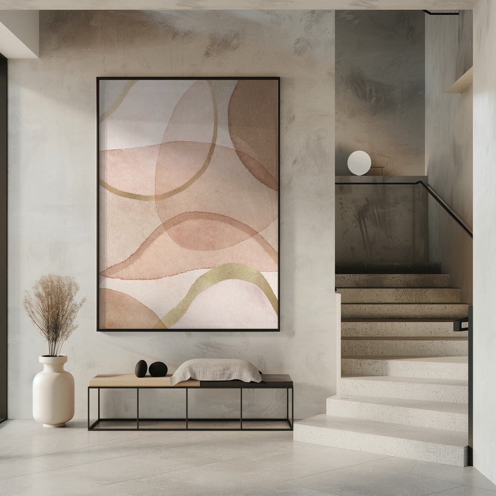 Blush en bruin abstract | Poster