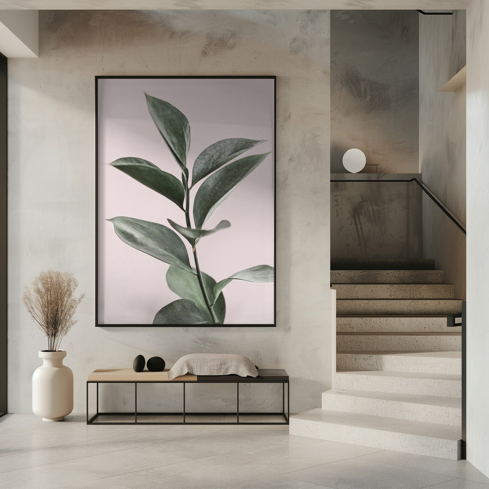 Blad op roze | Poster