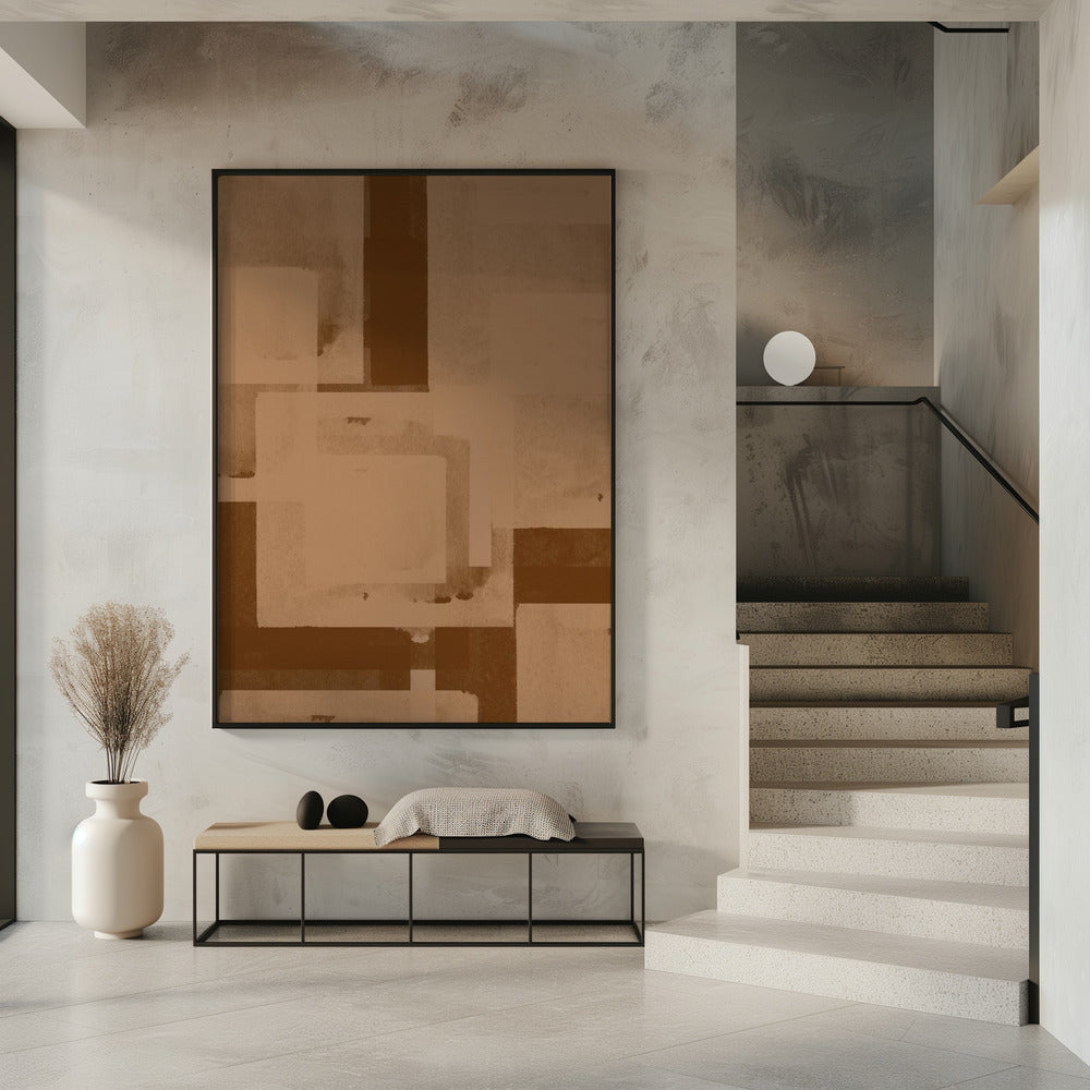 Sepia geometrische stroom | Poster