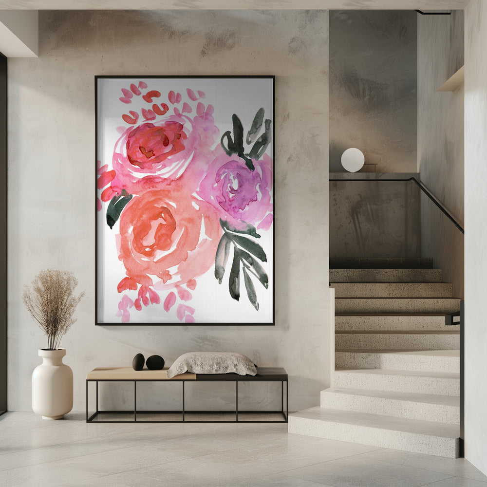 Maeko losse aquarel bloemen I | Poster