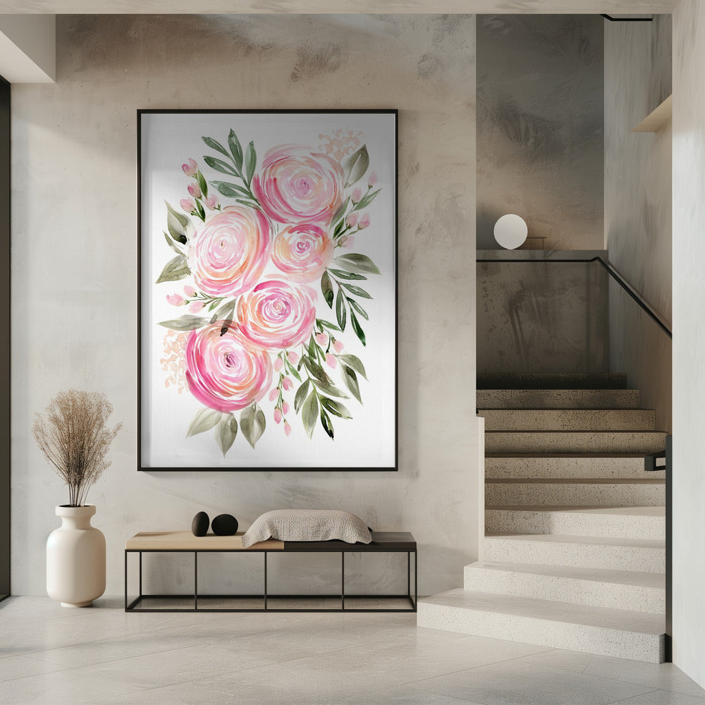 Begonia roze ranonkelboeket | Poster