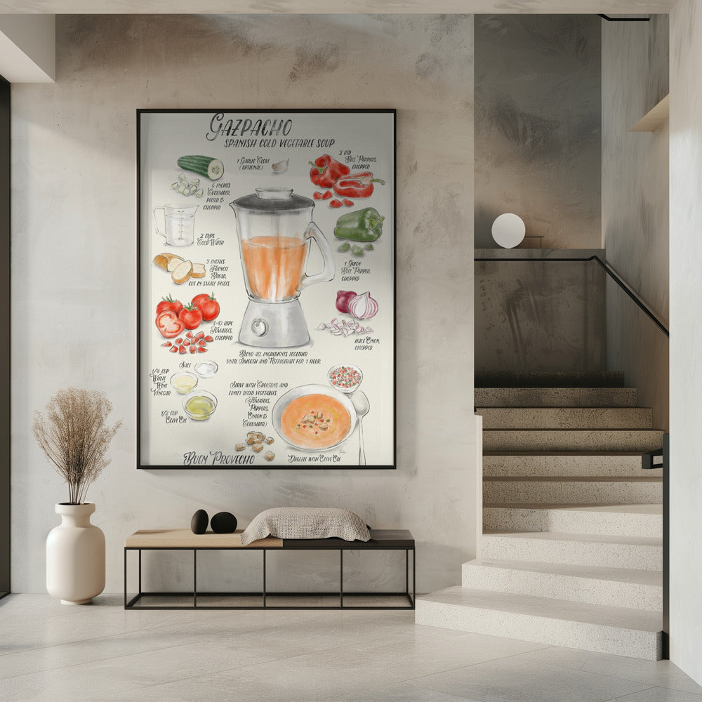 Gazpacho geïllustreerd recept in het Engels | Poster