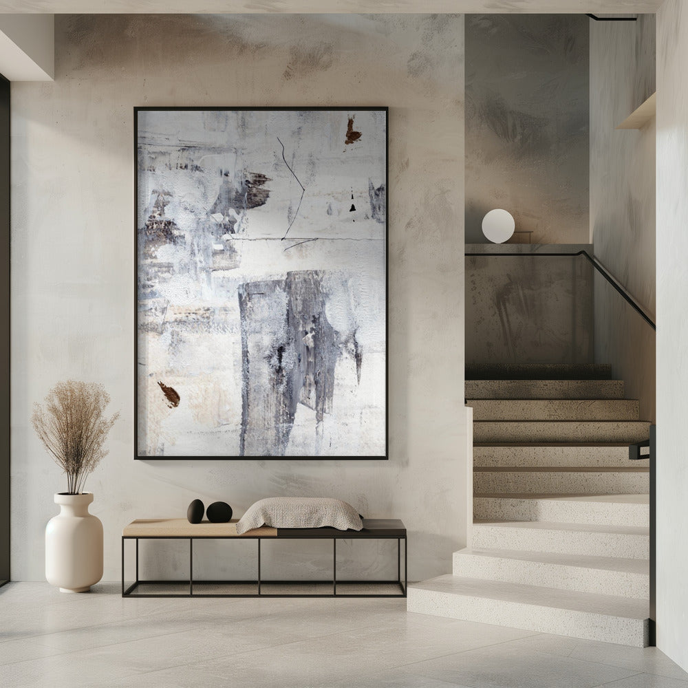 Abstract schilderij met gelaagde penseelstreken | Poster