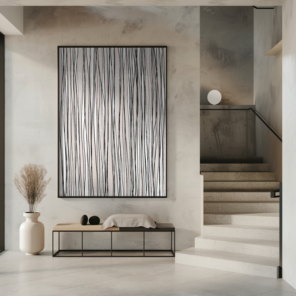 Zwart op beige lijnen | Poster