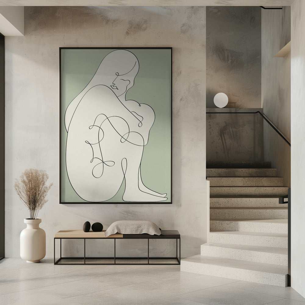 Zittende Vrouw Groen | Poster