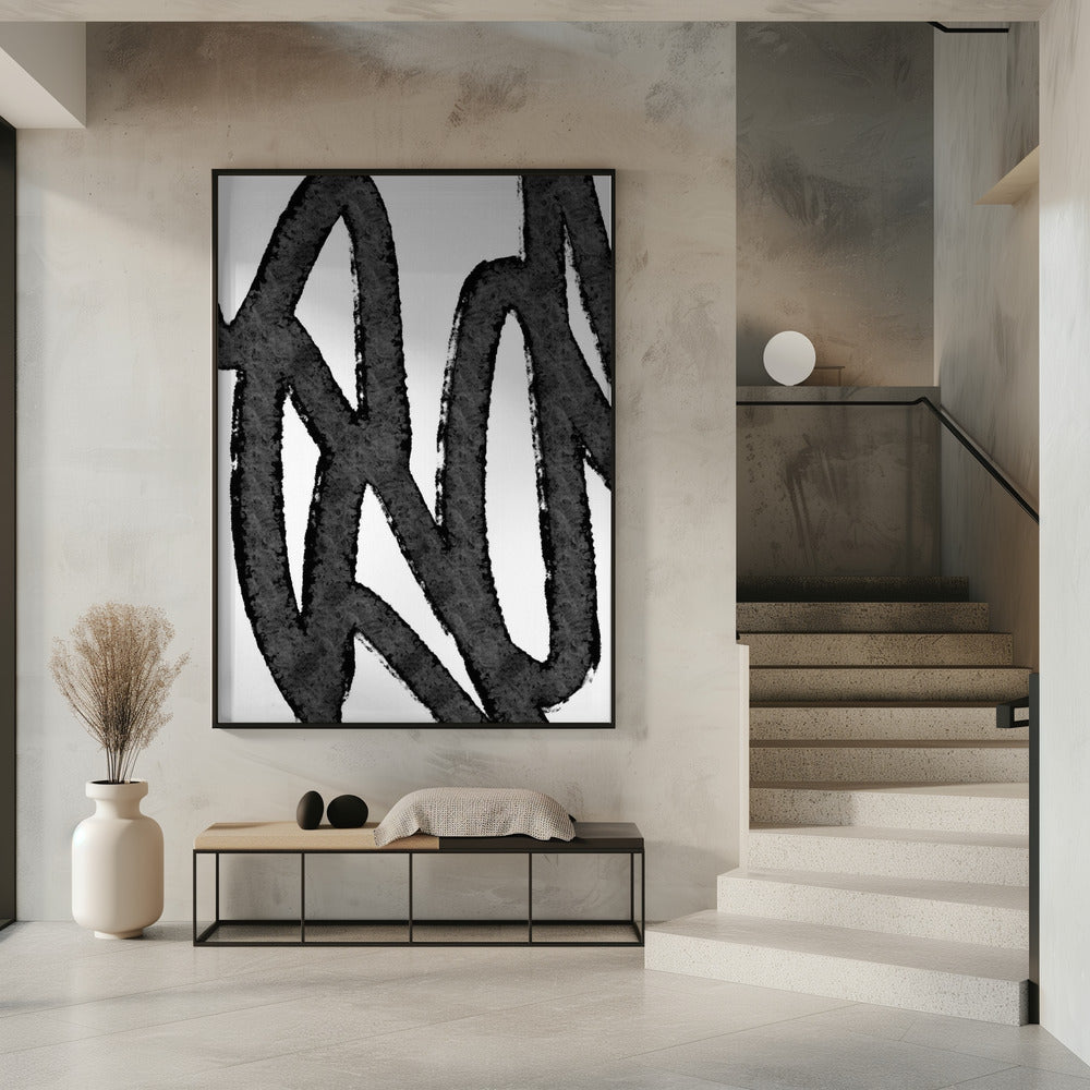 Black Brushstrokes On A White Background | Poster