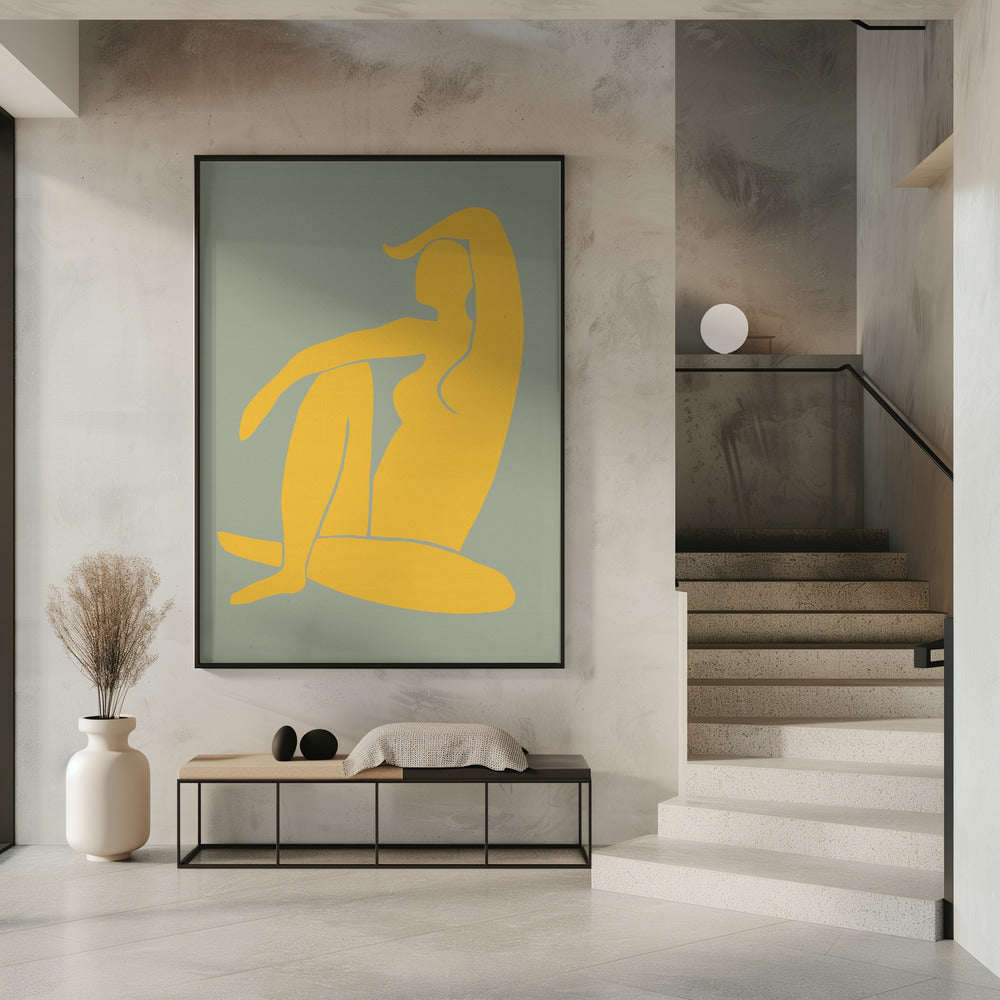 Figuur Groen en Geel Matisse Stijl | Poster