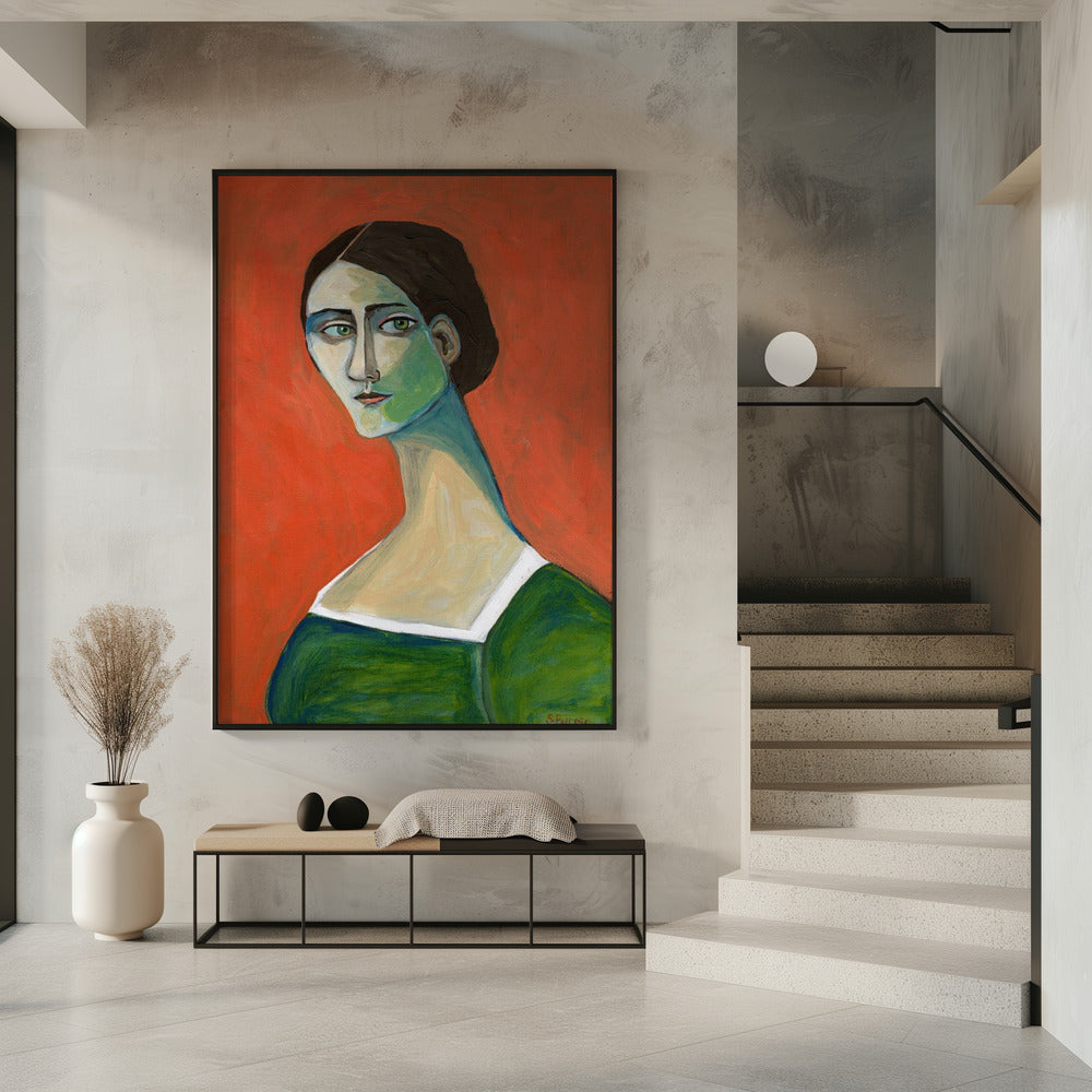 Vintage woman in green | Poster