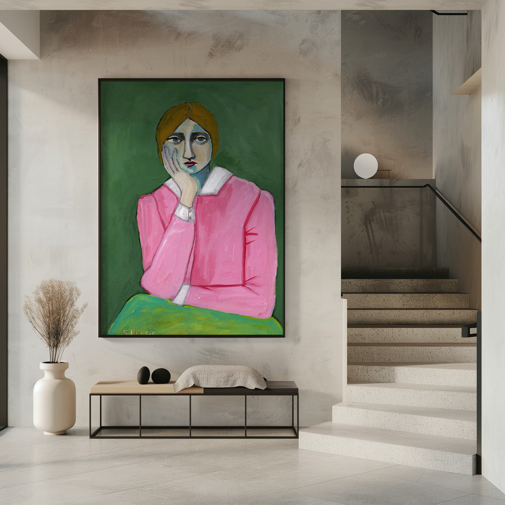 Vintage dame in roze | Poster