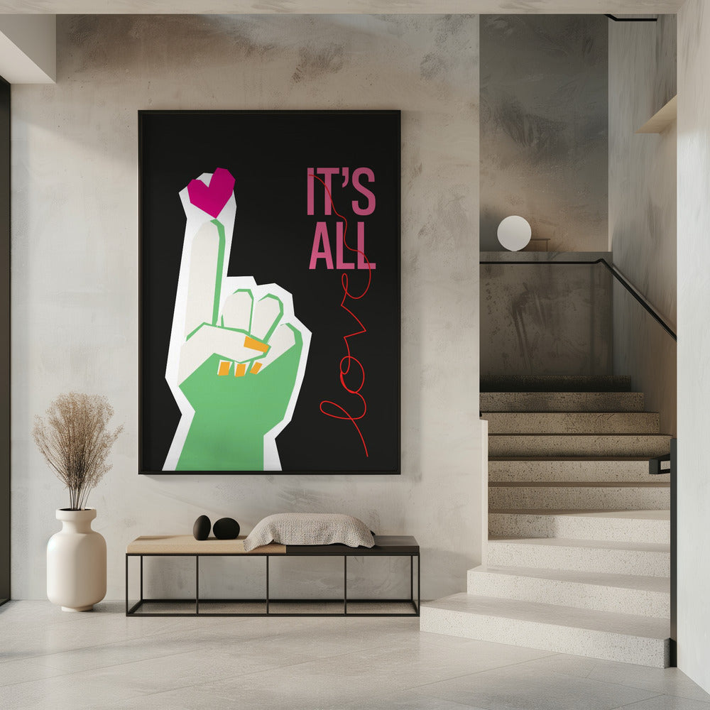 Het is allemaal liefde handgrijs | Poster