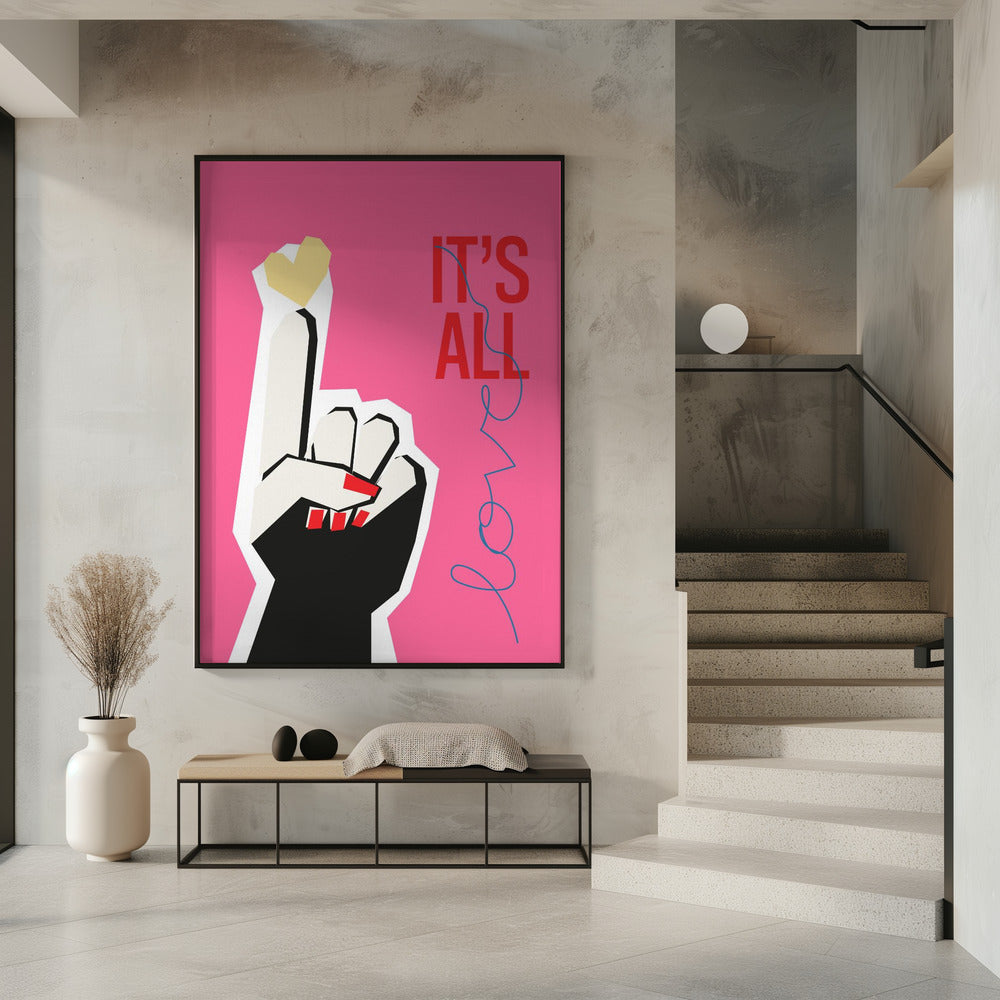 Het is allemaal liefde hand roze | Poster