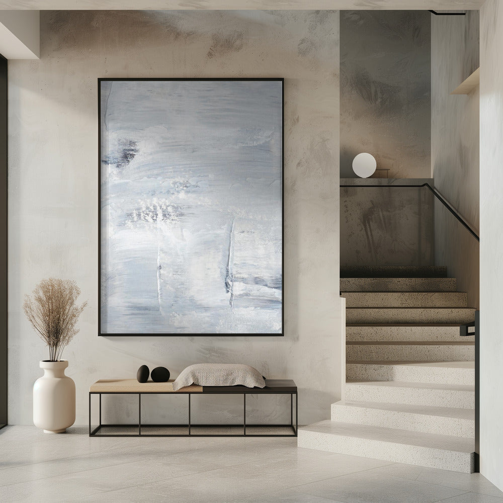 White And Gray Brushstrokes | Poster