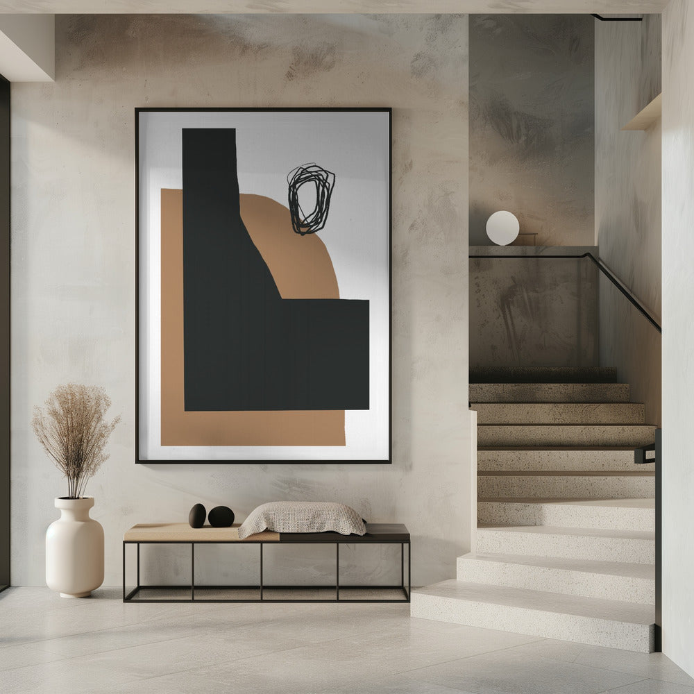 Geometrische vormen in zwart en bruin | Poster