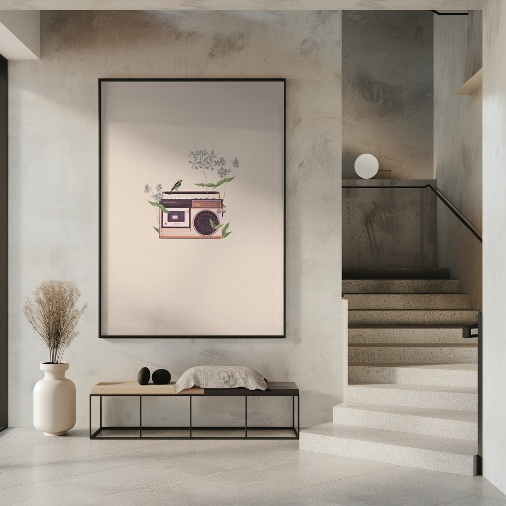 Floral vintage radio | Poster