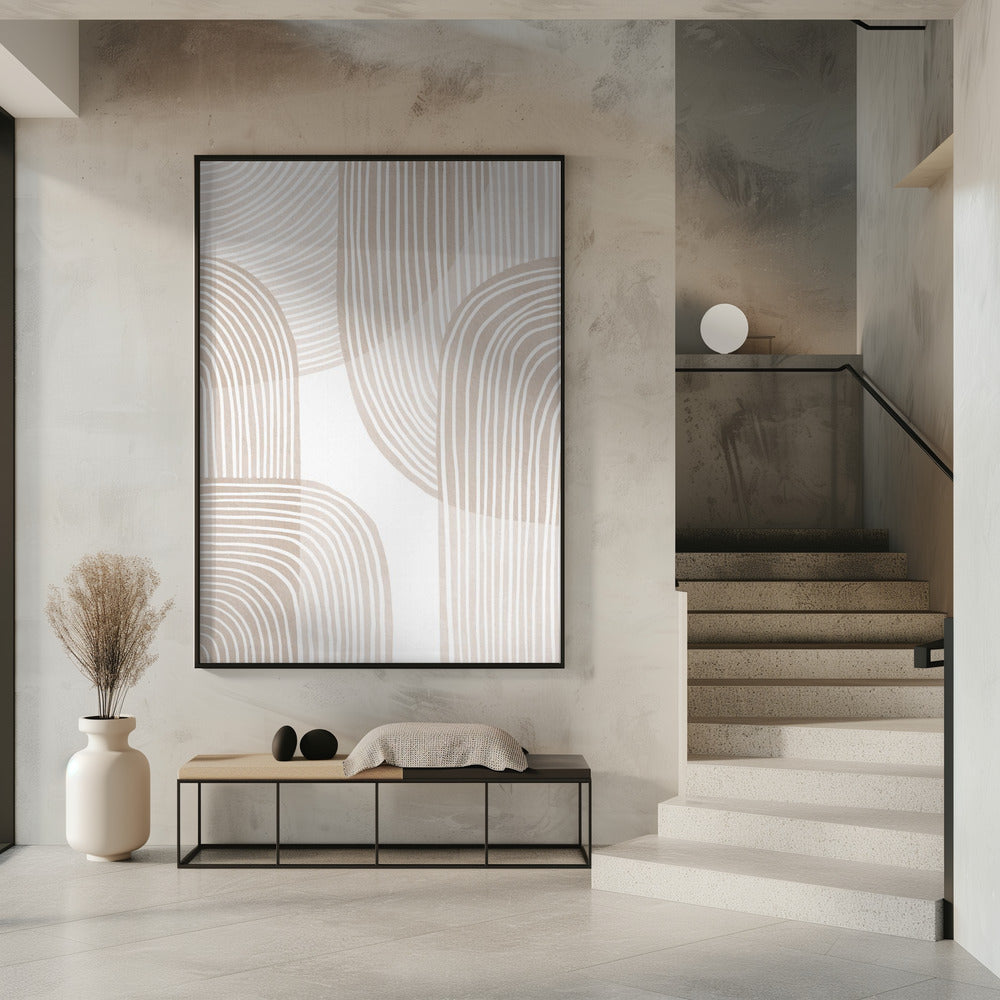 Abstracte beige lijnkunst | Poster