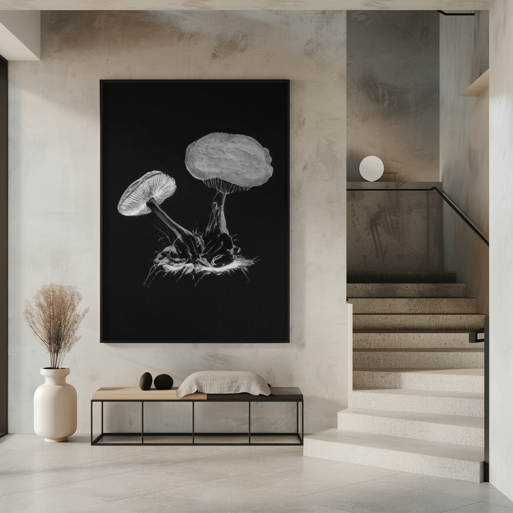 Vintage Violet Webcap Mushroom Donker Zwart | Poster
