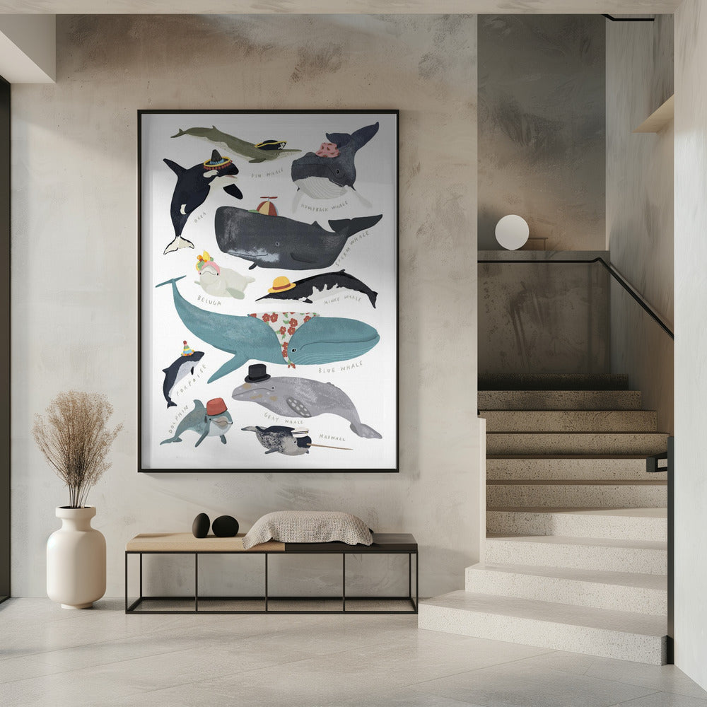 Walvissen in hoeden | Poster