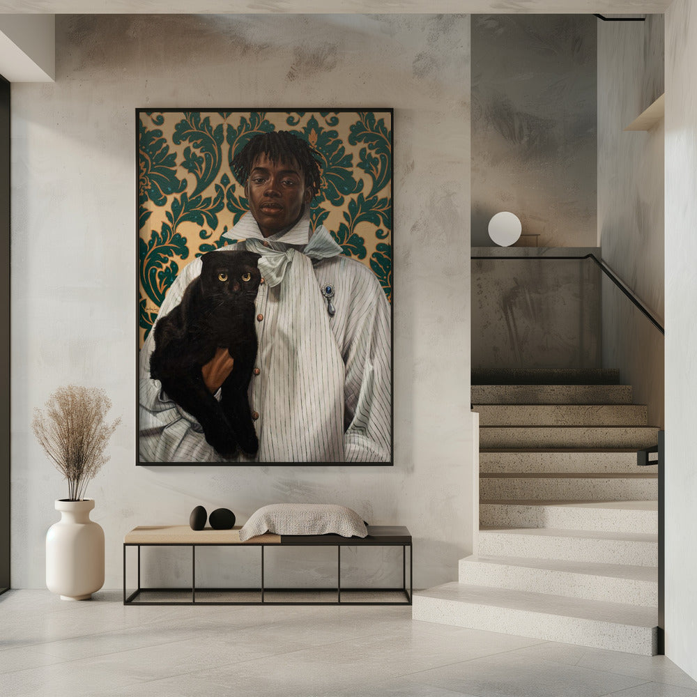 Heer met kat | Poster