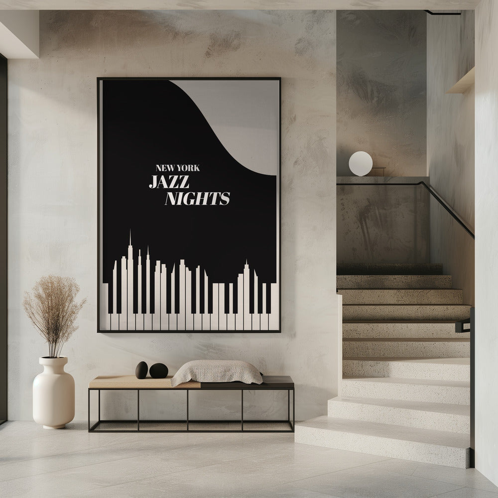 Jazz Nights Nyc Black | Poster