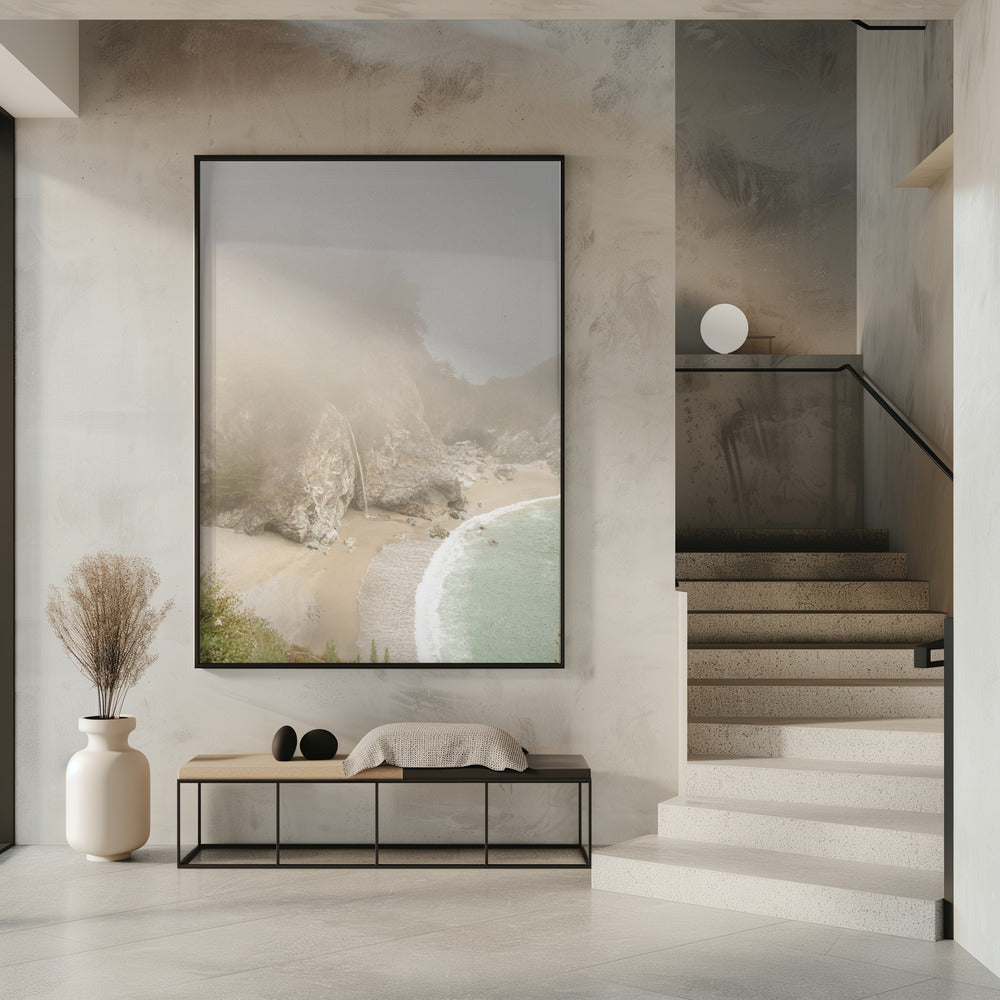 Mistige kusthaven | Poster