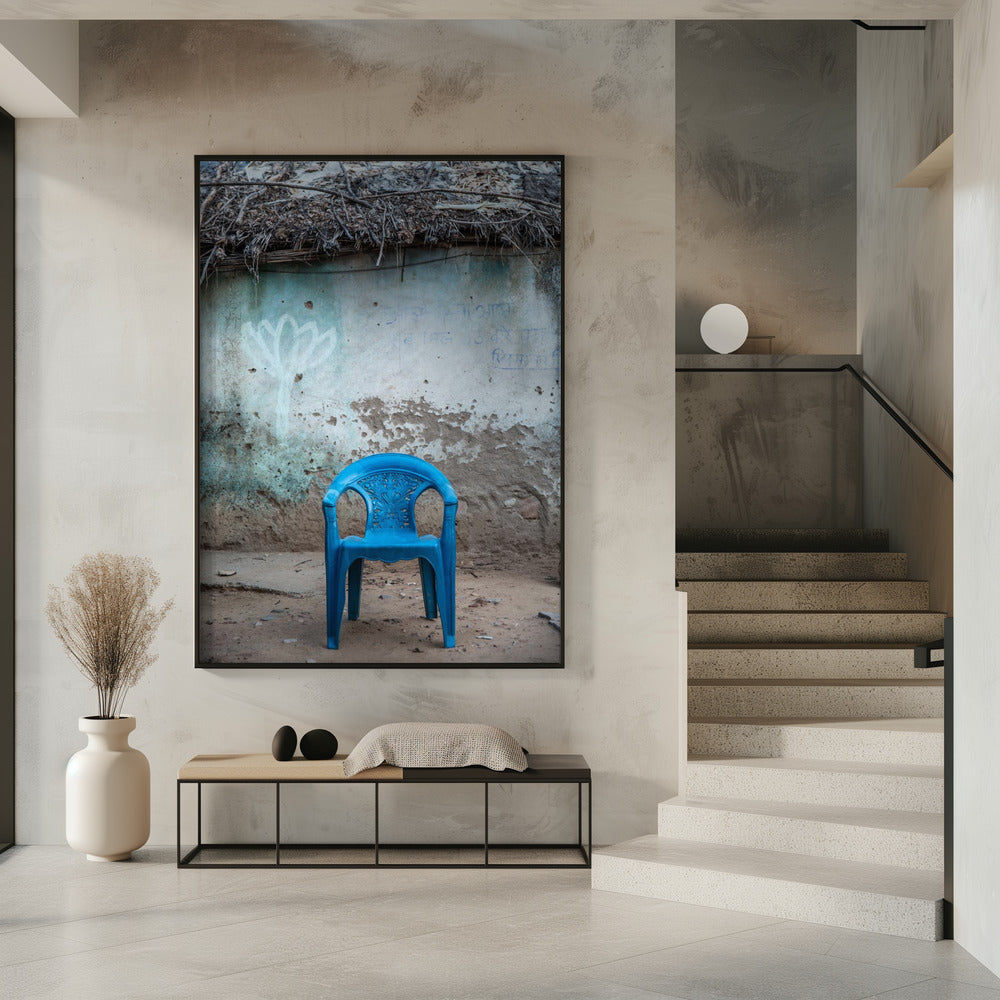 Eenzame blauwe stoel | Poster