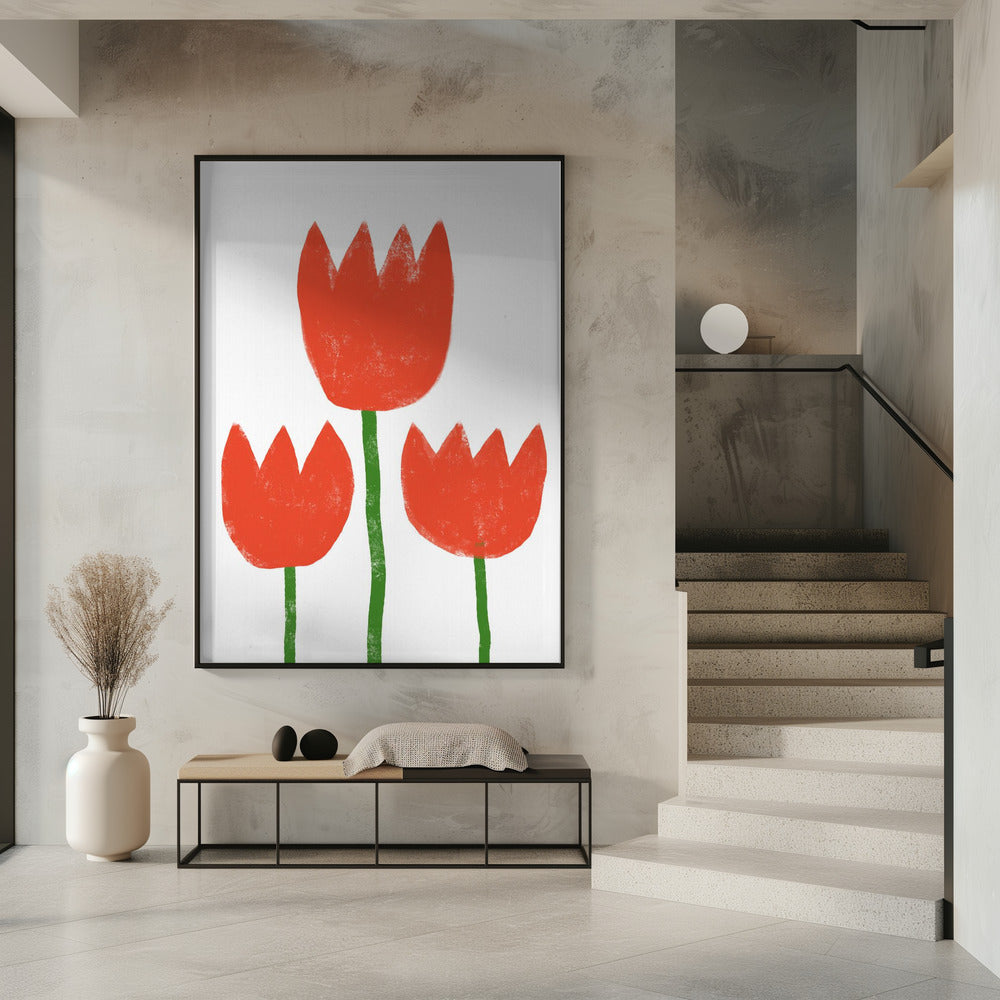 Rode Tulpen Trio | Poster