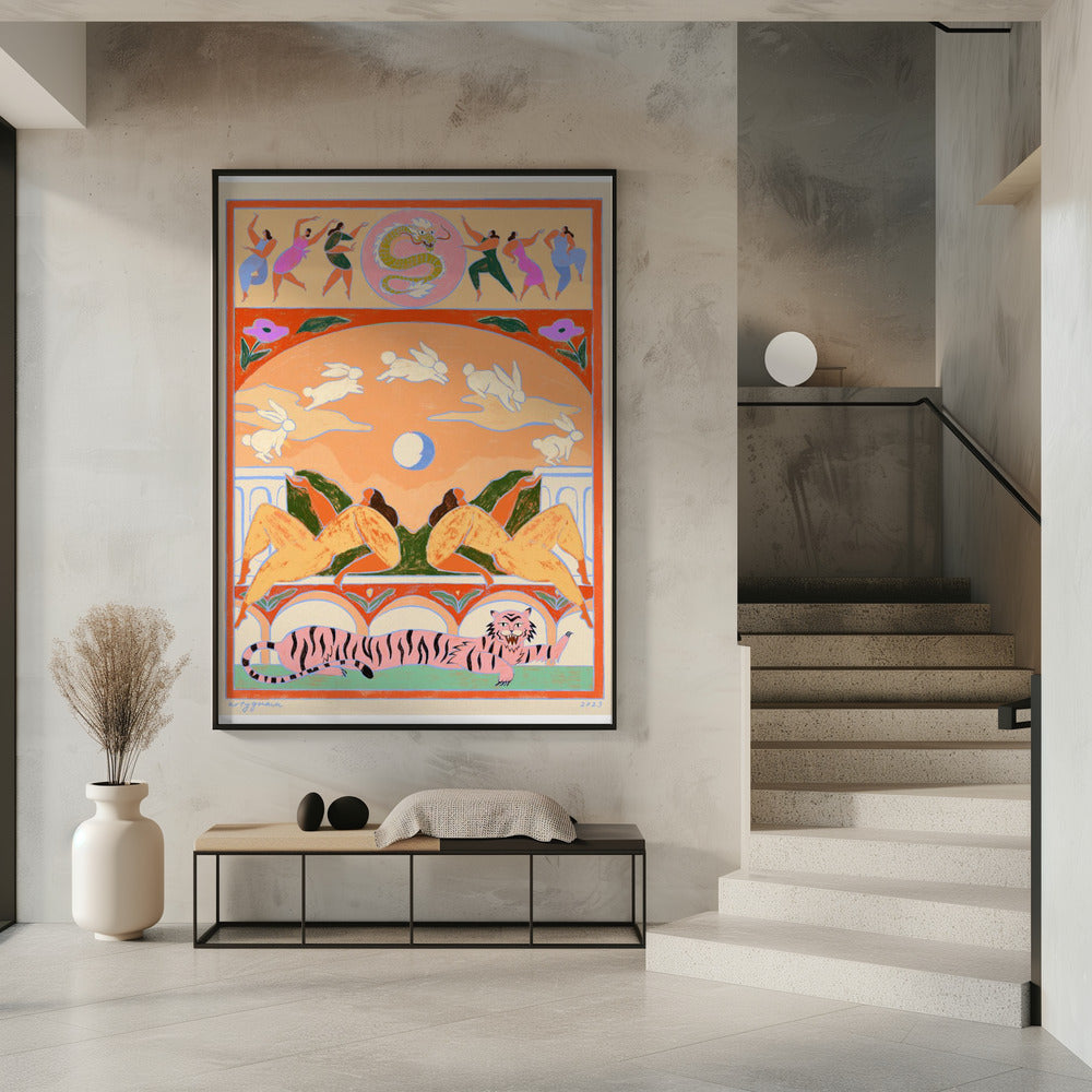 Konijn springt over de maan | Poster