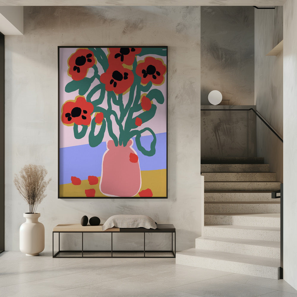 Vaas met opvallende bloemen | Poster
