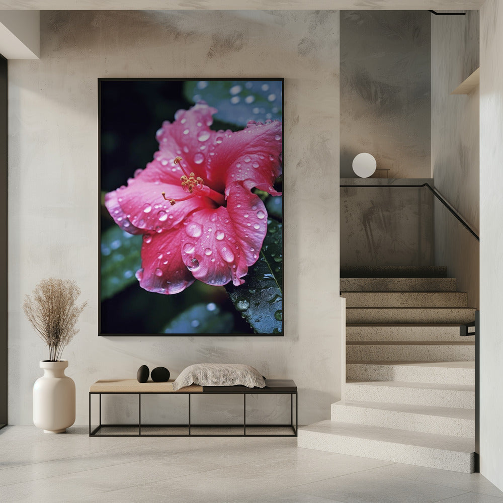 Bloemblaadjes in de regen | Poster