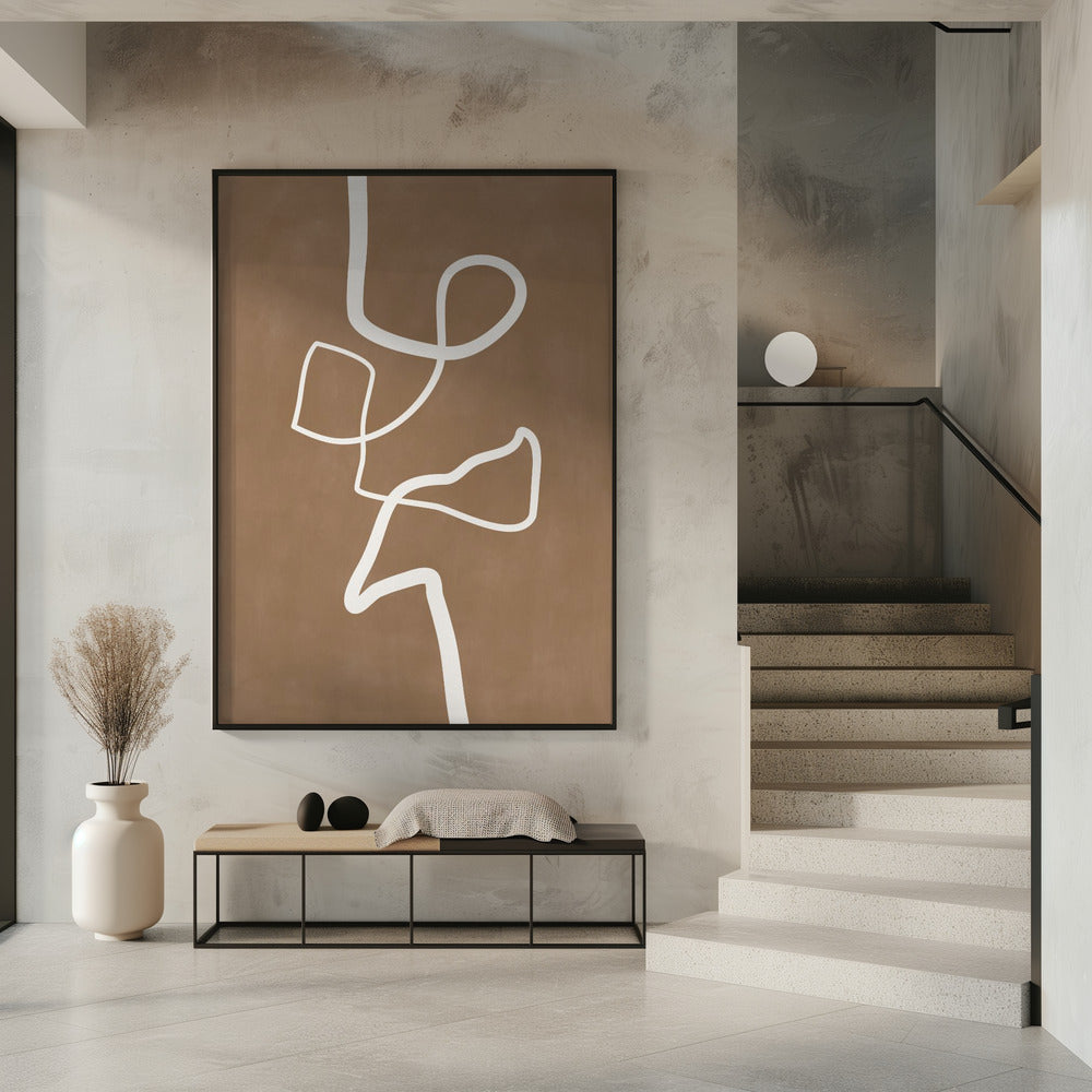 Witte enkele lijnkunstwerk | Poster
