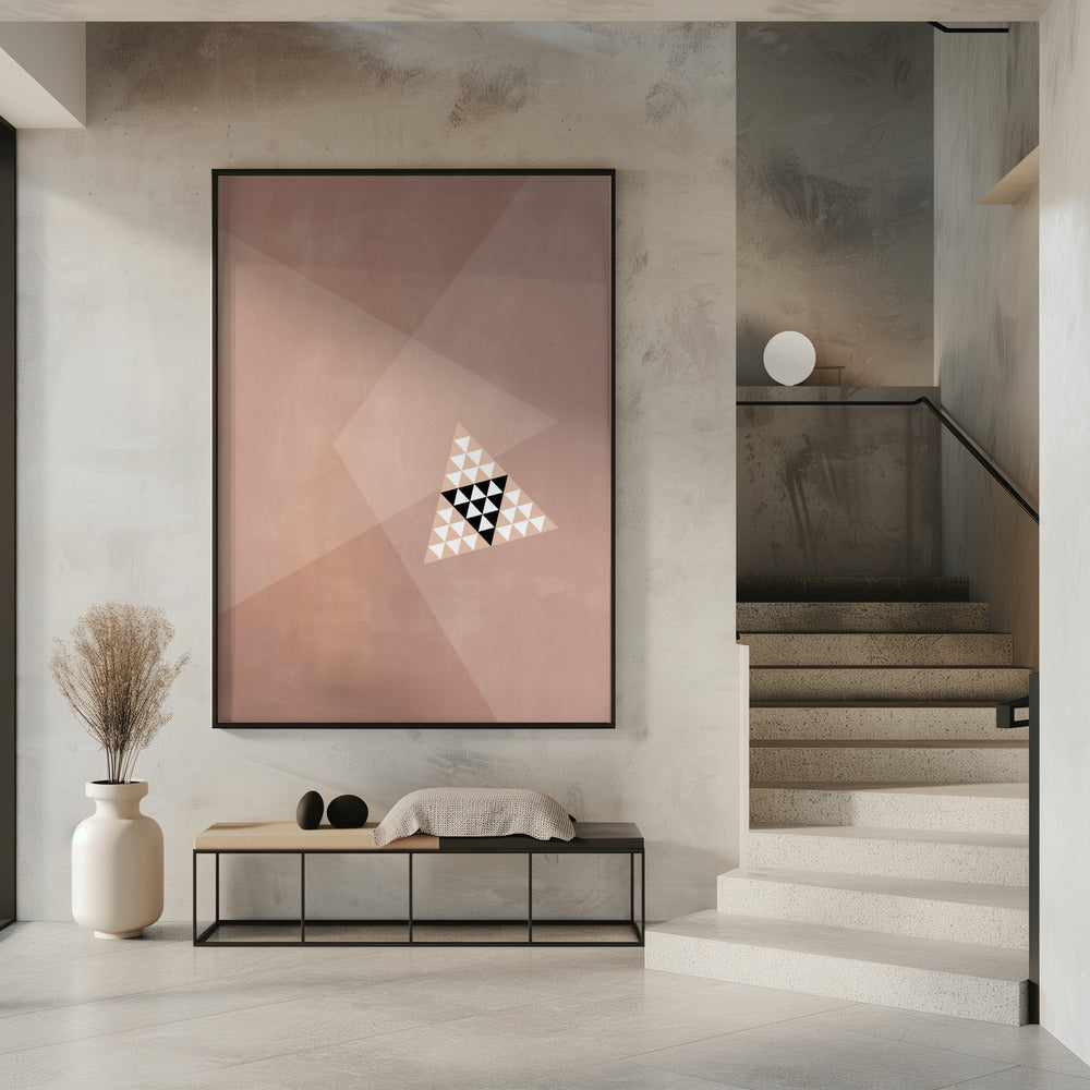 Geometrisch ontwerp met een centraal driehoekig patroon | Poster