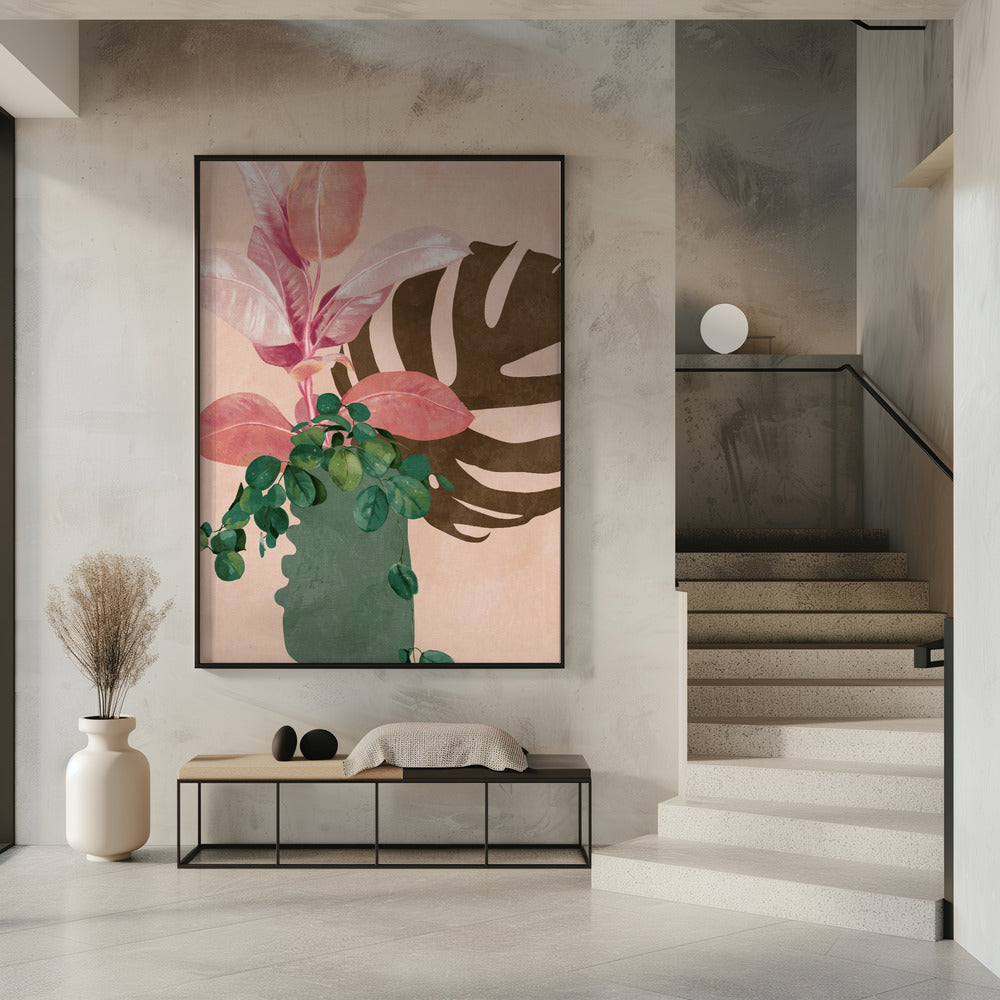 Bladeren Meer 6 Roze | Poster