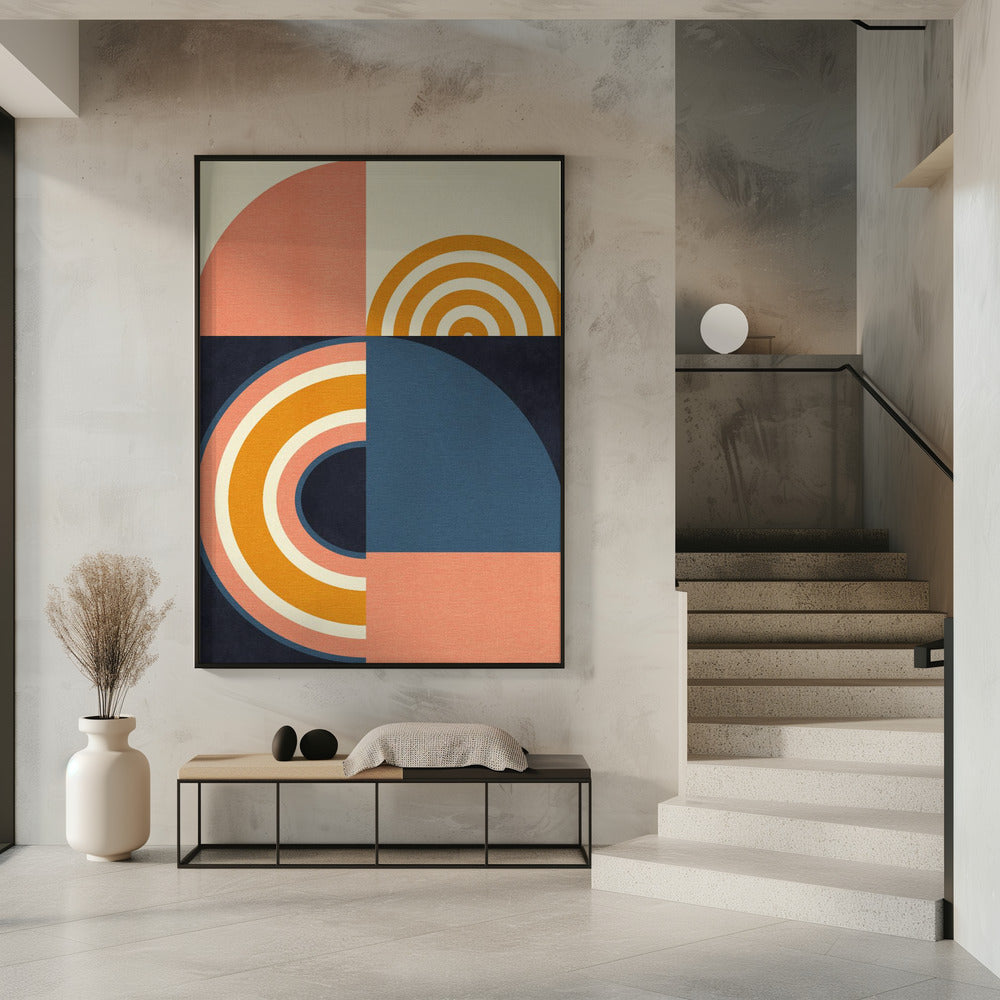 Regenboog Plus Vormen Blauw Mosterd9 | Poster
