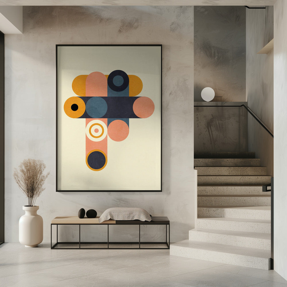 Regenboog Plus Vormen Blauw Mosterd8 | Poster
