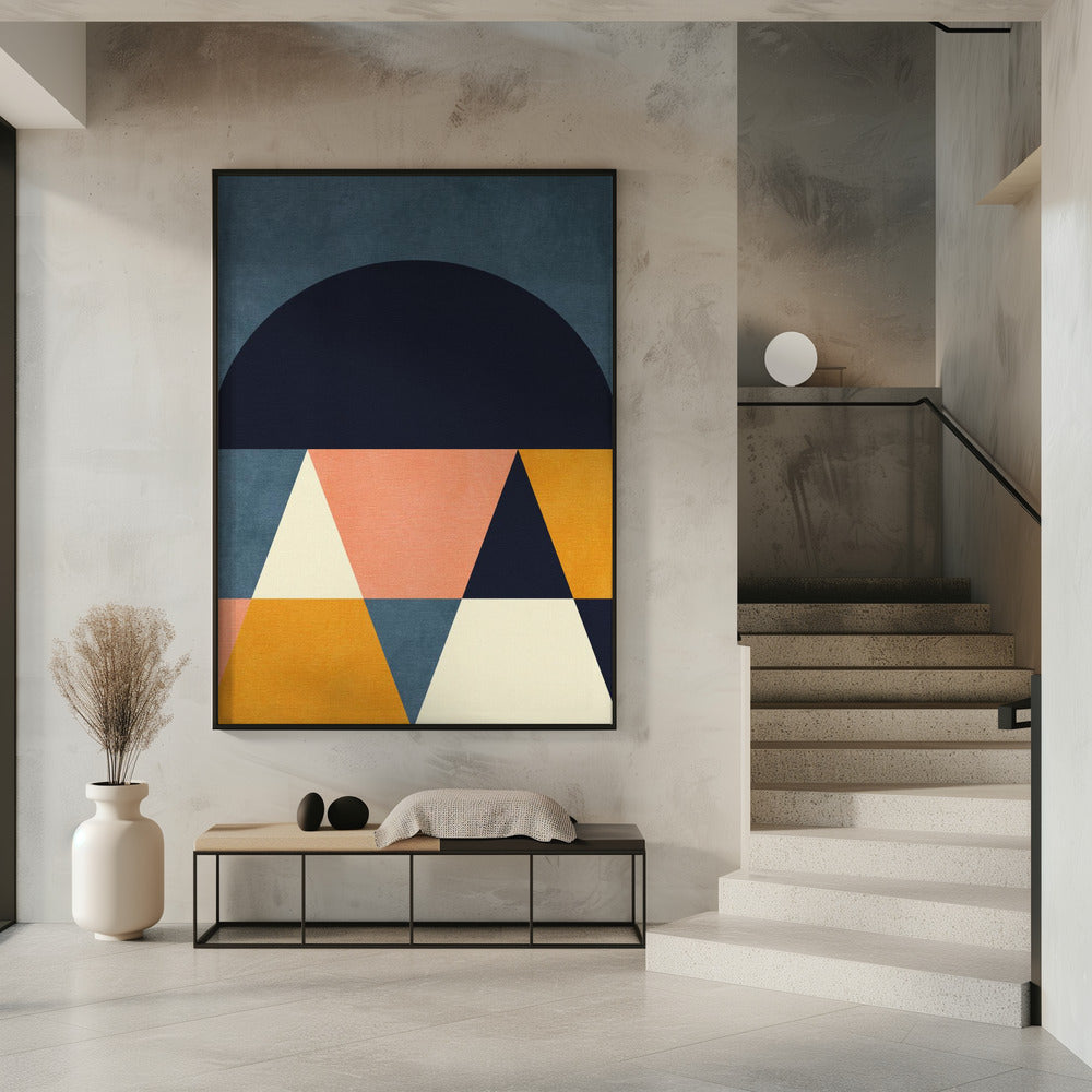 Regenboog Plus Vormen Blauw Mosterd4 | Poster