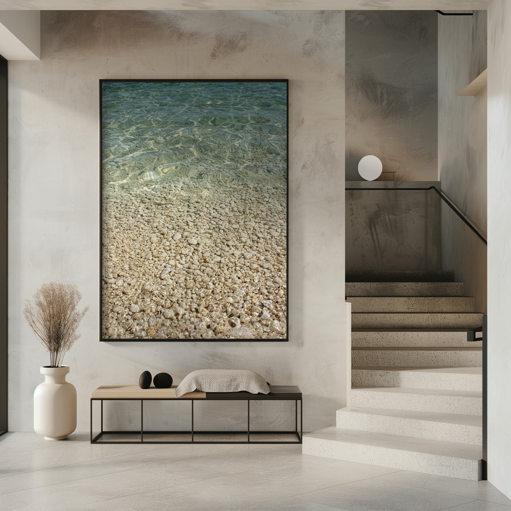 Aqua Ocean en gouden kiezels | Poster