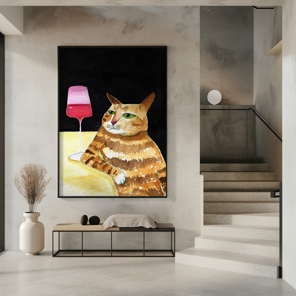 Kattenvrijdagavonddrankjes Wijn Grappige kattenhumor | Poster